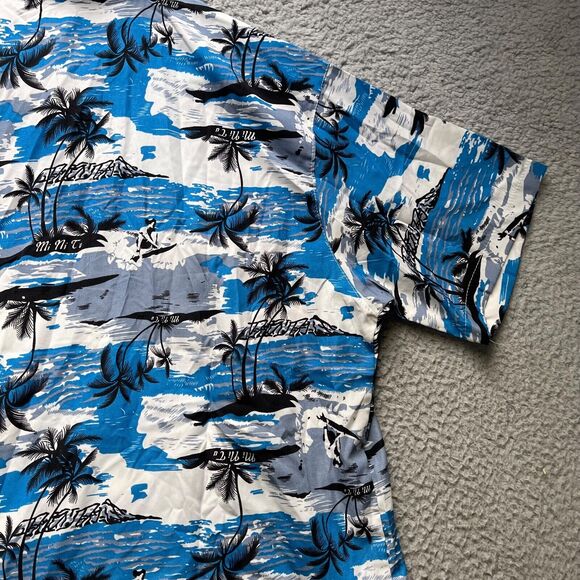 Han Ton Hawaiian Shirt Mens Large Aloha Tropical Button Up Short Sleeve - Picture 13 of 15